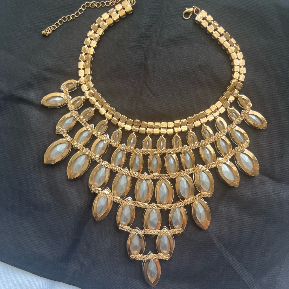Vintage collar crystal necklace with gold clasp and adjustable length - Picture 14 of 16